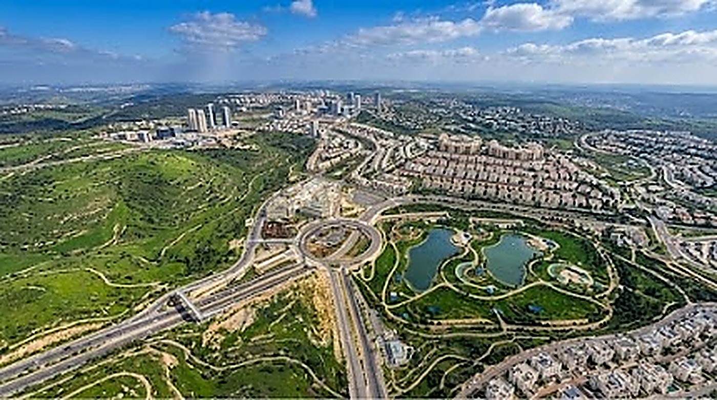 מבט אווירי על מודיעין-מכבים-רעות